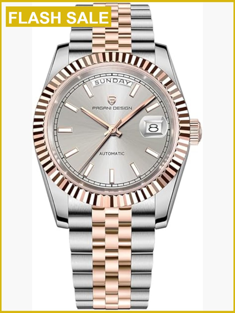Men's Automatic Watch 36mm Stainless Steel Sapphire Crystal 100m Water Resistant